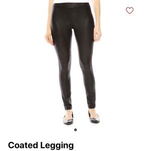 NWT- Black leather leggings - back pocket